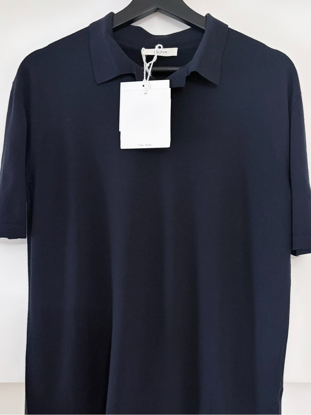 The Row Mauro Polo Shirt Size S 100% Virgin Wool Men's Navy Polo Shirt